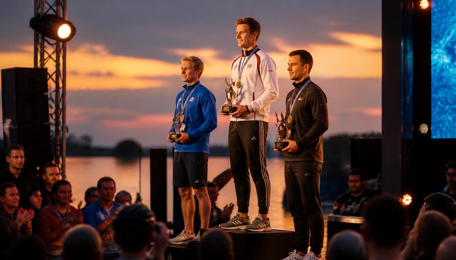 Athletes receiving trophies at an award ceremony