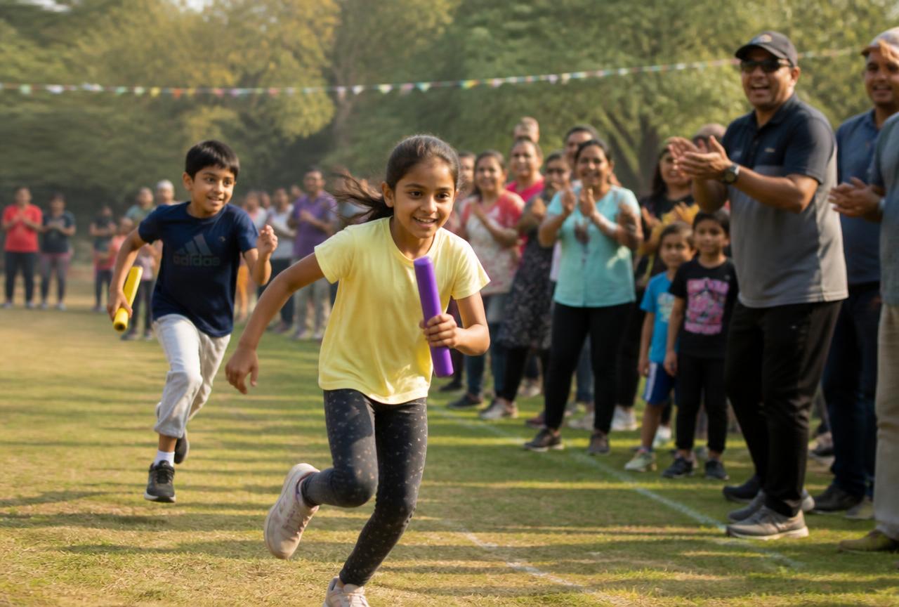Families taking part in an SRV community sports festival